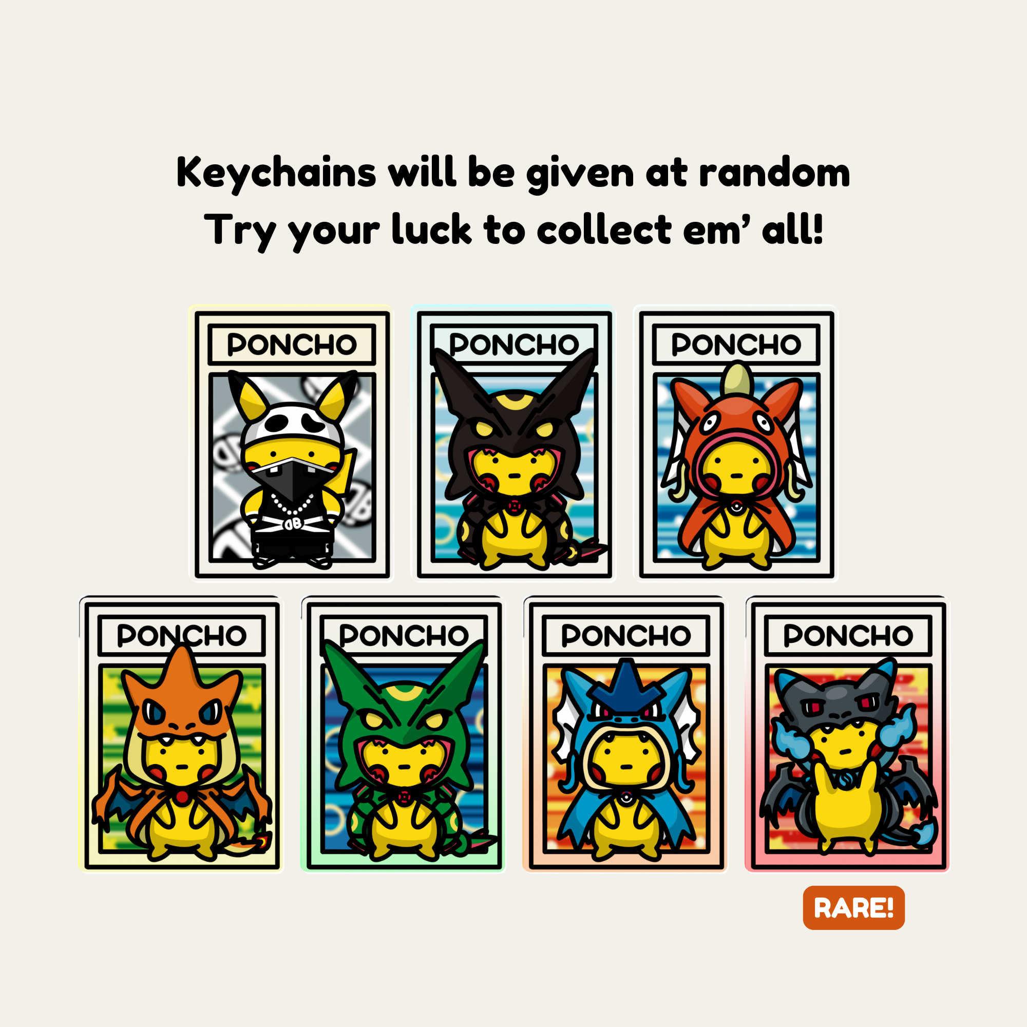 Bokémon TCG Acrylic Keychain - Poncho Wearing Pikachu