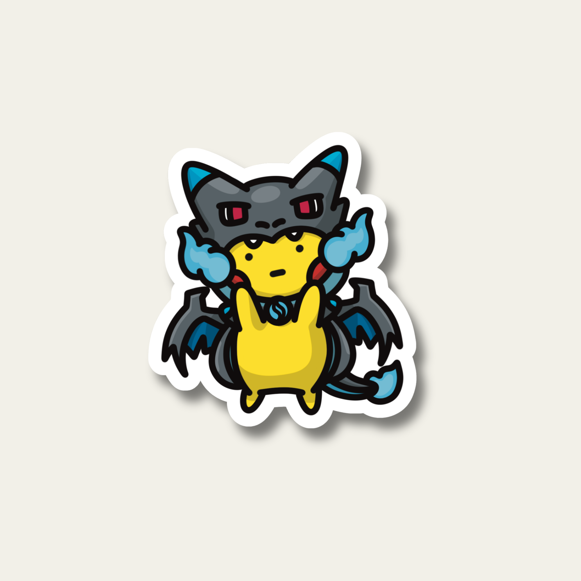 Mega Charizard Poncho Wearing Pikachu Sticker