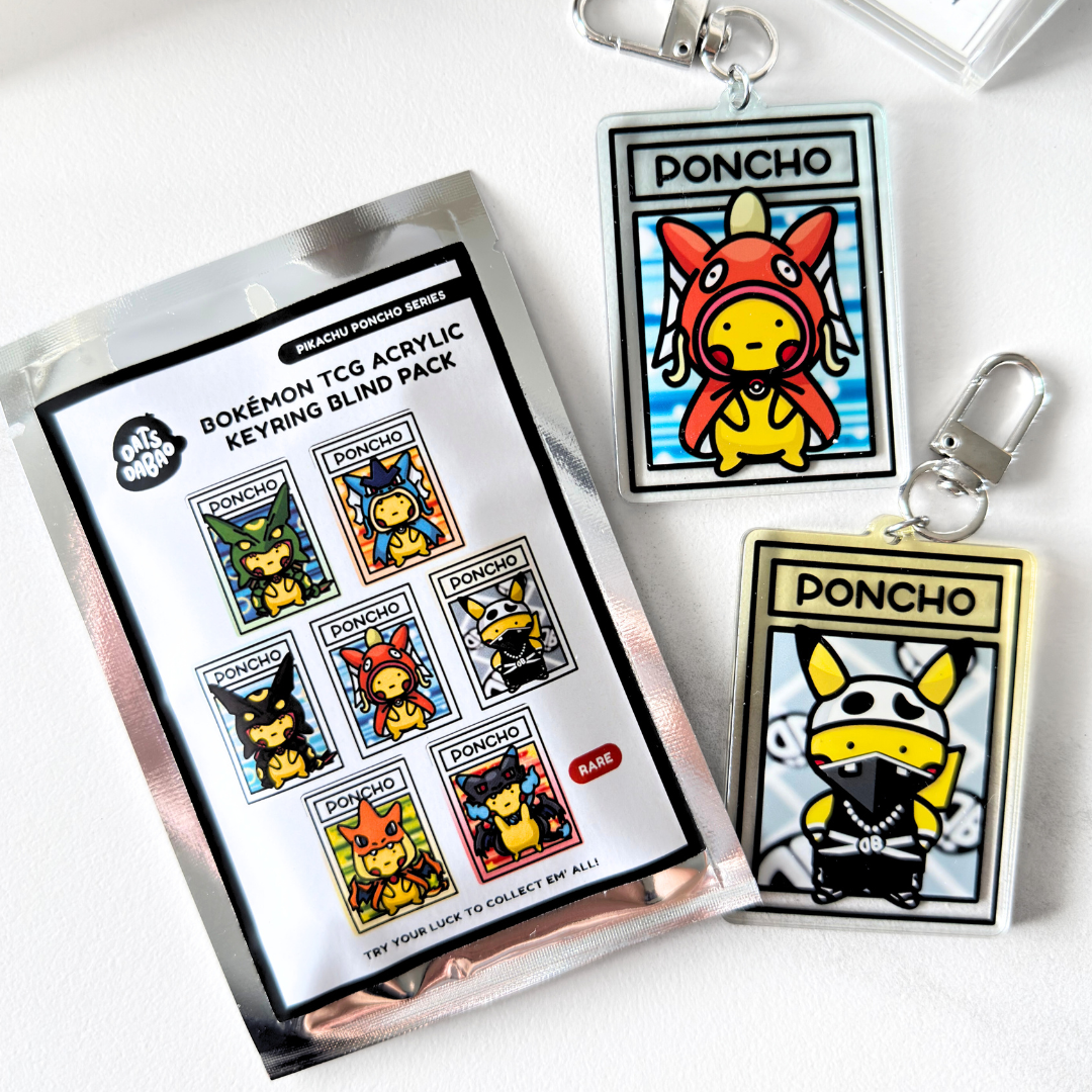 Bokémon TCG Acrylic Keychain - Poncho Wearing Pikachu