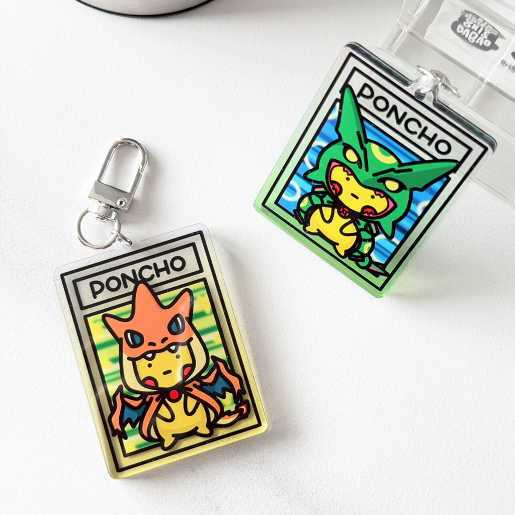 Bokémon TCG Acrylic Keychain - Poncho Wearing Pikachu