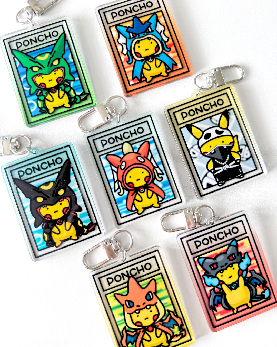 Bokémon TCG Acrylic Keychain - Poncho Wearing Pikachu
